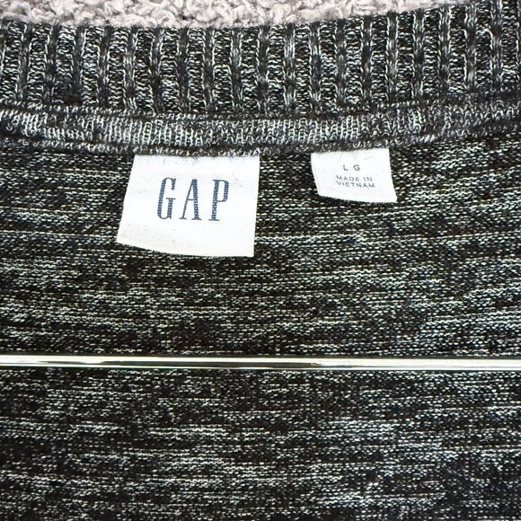 GAP Softspun Blouson Sleeve V-Neck Top Marled Marled Black - Picture 6 of 7